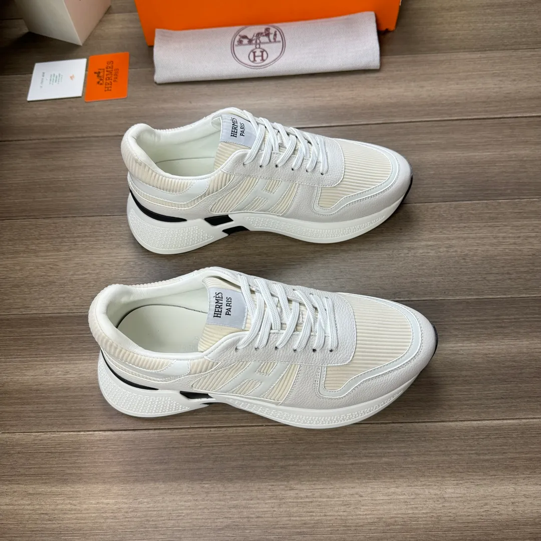 [HERMES] Hermès men's shoes 💰520💰 - High-end quality original order - Upper: 🔝 tumbled calfskin, high mercerized striped fabric, sewn brand H totem - Lining: water-dyed cowhide - Outsole: ultra-light T men's shoes 💰U foam rubber; two-color molded outsole - Super high quality control, fine workmanship: highlighted (high-end, luxury, grade) -Size :38-44 (45, customized)